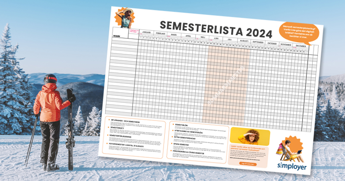 Semesterlistan 2024 Mall för semesterplanering Ladda ner